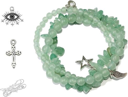 3PCS Healing Crystals Bracelets Set, Green Aventurine Bracelet, Yoga Meditation Crystal Beaded Bracelet, Green Jade Bracelet Healing Gifts for Women in Saudi Arabia