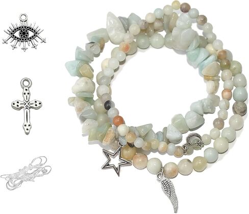 3PCS Healing Crystals Bracelets Set, Green Aventurine Bracelet, Yoga Meditation Crystal Beaded Bracelet, Green Jade Bracelet Healing Gifts for Women in Saudi Arabia