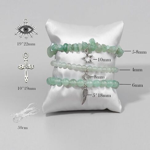 3PCS Healing Crystals Bracelets Set, Green Aventurine Bracelet, Yoga Meditation Crystal Beaded Bracelet, Green Jade Bracelet Healing Gifts for Women in Saudi Arabia