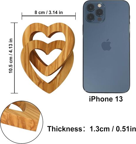 Valentine's Day Romantic Heart Gifts for Her, Handmade Olive Wood Hearts Shape for Couple Wife Husband Wedding Anniversary Birthday Present (Linked Hearts 8CM) in Saudi Arabia