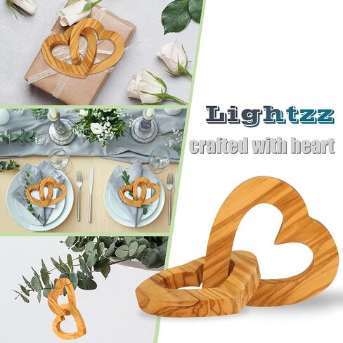 Valentine's Day Romantic Heart Gifts for Her, Handmade Olive Wood Hearts Shape for Couple Wife Husband Wedding Anniversary Birthday Present (Linked Hearts 8CM) in Saudi Arabia