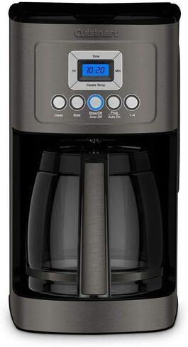 ماكينة تحضير القهوة Cuisinart DCC-3200BKS سعة 14 كوبًا قابلة للبرمجة (أسود، ستانلس ستيل) مع علبة قهوة ومزيل الترسبات (3 عناصر)، تحضير القهوة العادية أو الجريئة in Saudi Arabia