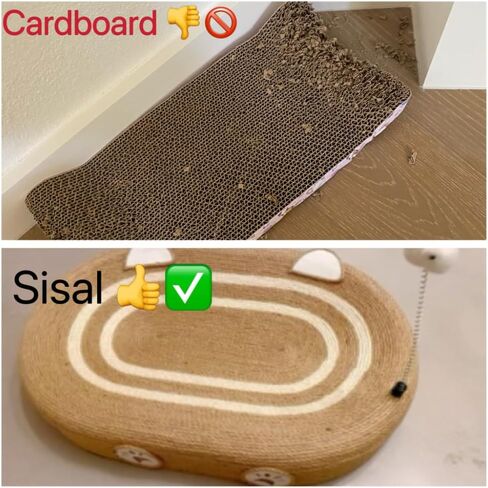 أداة خدش كبيرة للقطط من السيزال البيضاوي مقاس 24 × 15 بوصة وسرير مع لعبة دعابة زنبركية - لوح خدش متين للقطط الكبيرة - تتضمن حقيبة محمولة بسحاب قابلة لإعادة الاستخدام in Saudi Arabia