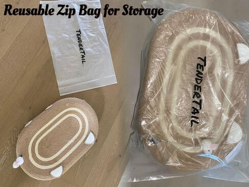 أداة خدش كبيرة للقطط من السيزال البيضاوي مقاس 24 × 15 بوصة وسرير مع لعبة دعابة زنبركية - لوح خدش متين للقطط الكبيرة - تتضمن حقيبة محمولة بسحاب قابلة لإعادة الاستخدام in Saudi Arabia