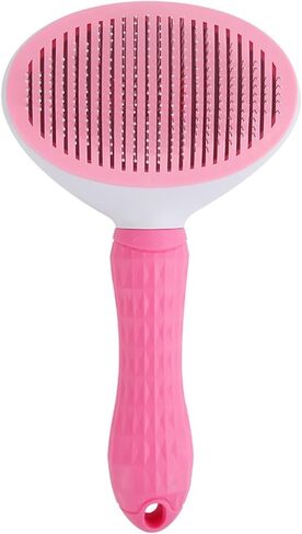 Dog Brush Cat Brush with Massage Particles, Cat Brush with Release Button Easy to Remove Loose Undercoat, Pet Grooming Brush Tool Suitable for Pets with Long or Short Hair (Pink) in Saudi Arabia