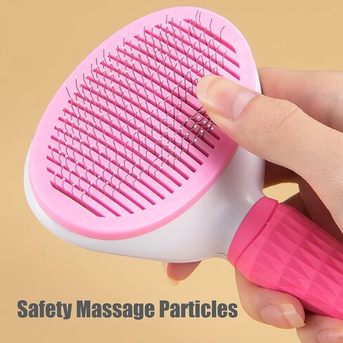 Dog Brush Cat Brush with Massage Particles, Cat Brush with Release Button Easy to Remove Loose Undercoat, Pet Grooming Brush Tool Suitable for Pets with Long or Short Hair (Pink) in Saudi Arabia