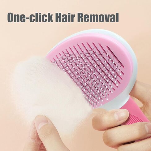 Dog Brush Cat Brush with Massage Particles, Cat Brush with Release Button Easy to Remove Loose Undercoat, Pet Grooming Brush Tool Suitable for Pets with Long or Short Hair (Pink) in Saudi Arabia