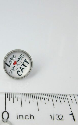 Stainless Steel Cat Lover Printed Glass Stud Earrings 12mm (Meow Cat Face) in Saudi Arabia