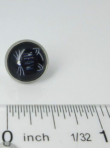 Stainless Steel Cat Lover Printed Glass Stud Earrings 12mm (Meow Cat Face) in Saudi Arabia