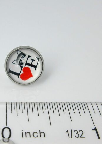 Stainless Steel Cat Lover Printed Glass Stud Earrings 12mm (Meow Cat Face) in Saudi Arabia