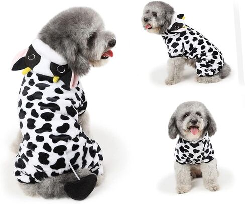 Warm pet Clothes Dog Milk Cow Sweater Hoodie cat Halloween Costume pet Milk Cow Costume Dog Outfit cat Christmas Outfit Decorative Pet Costume Dog Milk Cow Suit Pullover Clothing in Saudi Arabia