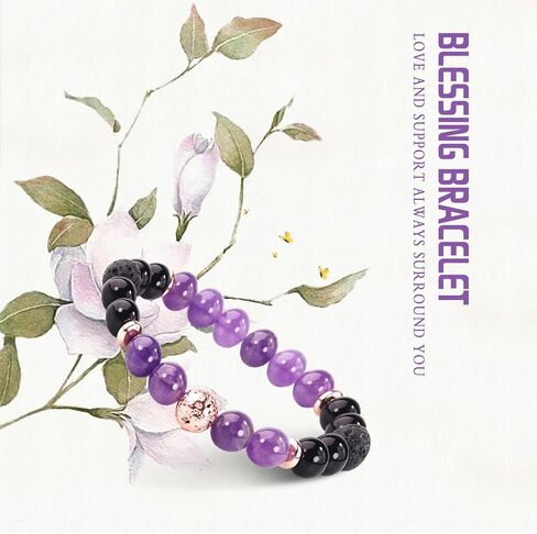 Get Well Soon Bracelet for Men Women Gifts,Personalized Inspirational Bracelets Natural Stone Healing Bracelet for Friend Encouragement Gifts (Amethyst and pink crystal) in Kuwait