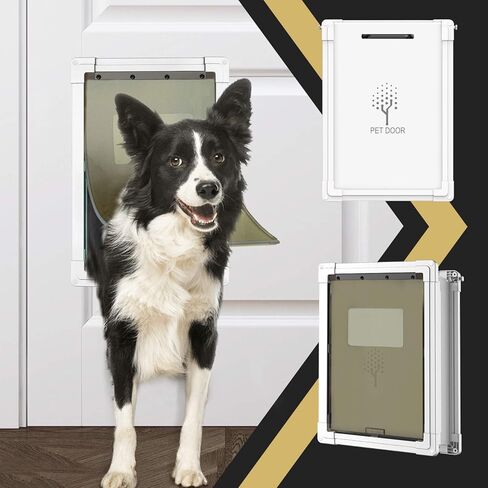 2021 Upgraded Dog Door,Pet Door for Dogs and Cats,Doggie Door for Exterior Doors,Durable Pet Doors with Aluminum Lining,Locking Sliding Panel,Consolidate Soft Flap Size:10.17'' W x 14.29'' H,Anti-Rust in Saudi Arabia