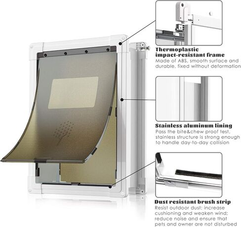 2021 Upgraded Dog Door,Pet Door for Dogs and Cats,Doggie Door for Exterior Doors,Durable Pet Doors with Aluminum Lining,Locking Sliding Panel,Consolidate Soft Flap Size:10.17'' W x 14.29'' H,Anti-Rust in Saudi Arabia
