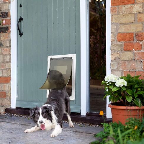 2021 Upgraded Dog Door,Pet Door for Dogs and Cats,Doggie Door for Exterior Doors,Durable Pet Doors with Aluminum Lining,Locking Sliding Panel,Consolidate Soft Flap Size:10.17'' W x 14.29'' H,Anti-Rust in Saudi Arabia
