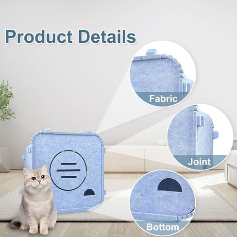 Cat House Lovely and Warm Bed for Indoor Cats and Dogs,Enclosed Bed Scractch Resistant Peekaboo House,Perfect Size for Your Little Kitten up to 22.lbs,Blue with a Size of 11.8" D x 13.7" W x 14.2" H in Saudi Arabia
