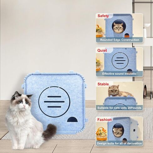 Cat House Lovely and Warm Bed for Indoor Cats and Dogs,Enclosed Bed Scractch Resistant Peekaboo House,Perfect Size for Your Little Kitten up to 22.lbs,Blue with a Size of 11.8" D x 13.7" W x 14.2" H in Saudi Arabia