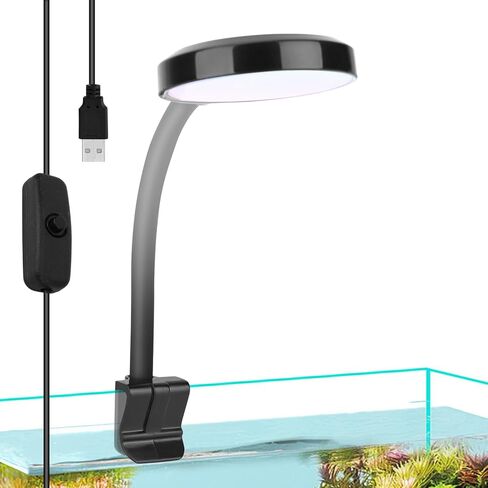 مصباح LED لحوض السمك بمشبك من ONEVER، ضوء نباتي لحوض السمك USB كامل الطيف 3 وات قابل للتعديل لخزان الأسماك وضوء ذراع متأرجح للخزان المزروع in Kuwait