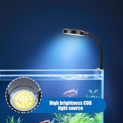 مصباح LED لحوض السمك بمشبك من ONEVER، ضوء نباتي لحوض السمك USB كامل الطيف 3 وات قابل للتعديل لخزان الأسماك وضوء ذراع متأرجح للخزان المزروع in Kuwait
