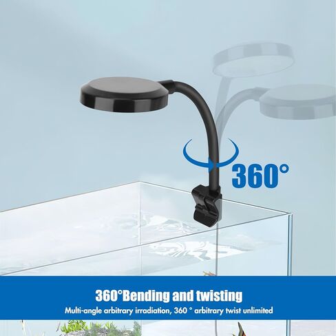 مصباح LED لحوض السمك بمشبك من ONEVER، ضوء نباتي لحوض السمك USB كامل الطيف 3 وات قابل للتعديل لخزان الأسماك وضوء ذراع متأرجح للخزان المزروع in Kuwait