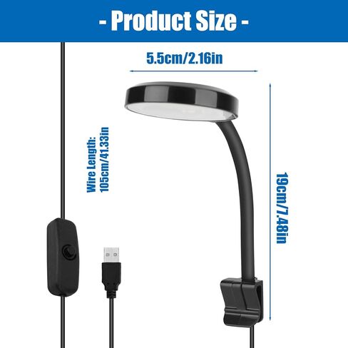 مصباح LED لحوض السمك بمشبك من ONEVER، ضوء نباتي لحوض السمك USB كامل الطيف 3 وات قابل للتعديل لخزان الأسماك وضوء ذراع متأرجح للخزان المزروع in Kuwait