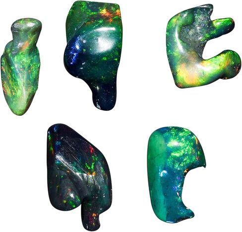 5 قطع من عظم العقيق الأسود الطبيعي من InfinityGemsArt، حجر عضوي، مزيج من الكريستالات والأحجار الكريمة المصقولة بألوان قوس قزح الناري، مستلزمات صناعة المجوهرات بنفسك، حجر طاقة شفاء الشاكرا، حرفة فنية للهدايا بنفسك in Kuwait