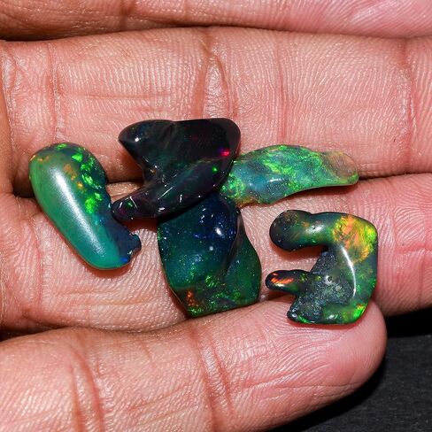 5 قطع من عظم العقيق الأسود الطبيعي من InfinityGemsArt، حجر عضوي، مزيج من الكريستالات والأحجار الكريمة المصقولة بألوان قوس قزح الناري، مستلزمات صناعة المجوهرات بنفسك، حجر طاقة شفاء الشاكرا، حرفة فنية للهدايا بنفسك in Kuwait