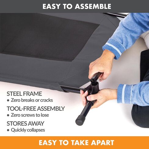 K&H Pet Products سرير كلب مرتفع مبرد سرير كلب مرتفع في الهواء الطلق مع شبكة قابلة للتنفس قابلة للغسل، سرير سرير للكلاب، أقدام مطاطية مضادة للانزلاق، سرير كلب محمول داخلي وخارجي، سرير كلب متوسط ​​الحجم/شبكة سوداء in Kuwait