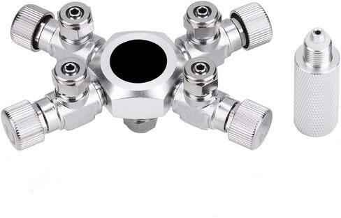 TOPINCN Fish CO2 Splitter Regulator Aluminum Alloy CO2 Splitter Regulator Aquarium Needle Valve CO2 Splitter Solenoid Regulator with 6 Way Outlets (4 Ways) in Saudi Arabia
