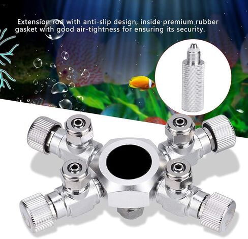 TOPINCN Fish CO2 Splitter Regulator Aluminum Alloy CO2 Splitter Regulator Aquarium Needle Valve CO2 Splitter Solenoid Regulator with 6 Way Outlets (4 Ways) in Saudi Arabia