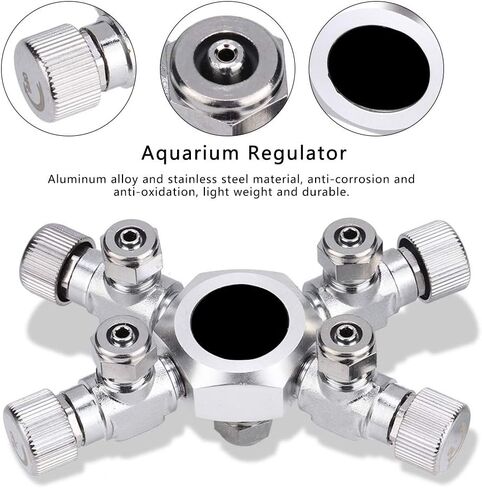 TOPINCN Fish CO2 Splitter Regulator Aluminum Alloy CO2 Splitter Regulator Aquarium Needle Valve CO2 Splitter Solenoid Regulator with 6 Way Outlets (4 Ways) in Saudi Arabia