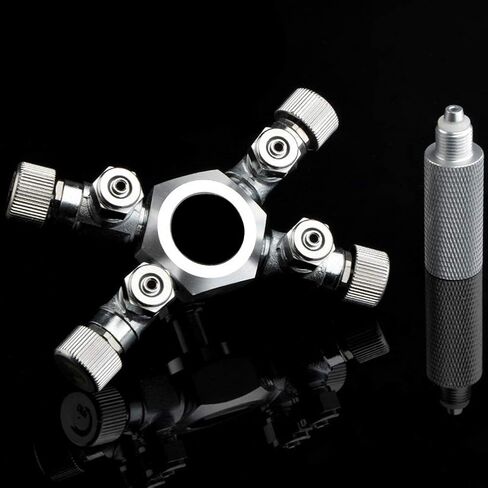 TOPINCN Fish CO2 Splitter Regulator Aluminum Alloy CO2 Splitter Regulator Aquarium Needle Valve CO2 Splitter Solenoid Regulator with 6 Way Outlets (4 Ways) in Saudi Arabia