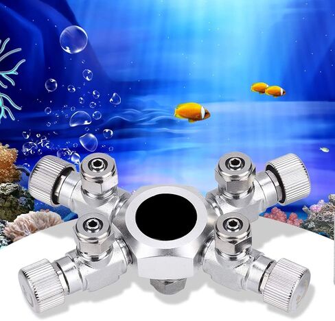 TOPINCN Fish CO2 Splitter Regulator Aluminum Alloy CO2 Splitter Regulator Aquarium Needle Valve CO2 Splitter Solenoid Regulator with 6 Way Outlets (4 Ways) in Saudi Arabia