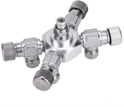 TOPINCN Fish CO2 Splitter Regulator Aluminum Alloy CO2 Splitter Regulator Aquarium Needle Valve CO2 Splitter Solenoid Regulator with 6 Way Outlets (4 Ways) in Saudi Arabia