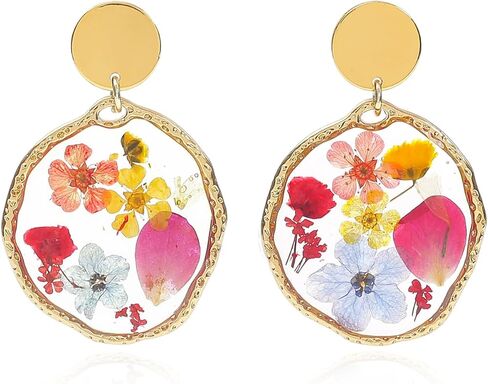 أقراط Forget Me Not Flower، أقراط زهرة مضغوطة حقيقية، أقراط راتنج زهرة مجففة مطلية بالذهب عيار 14 قيراط، مجوهرات مصنوعة يدويًا للنساء، هدايا عيد ميلاد لها (ذهبي) in Saudi Arabia