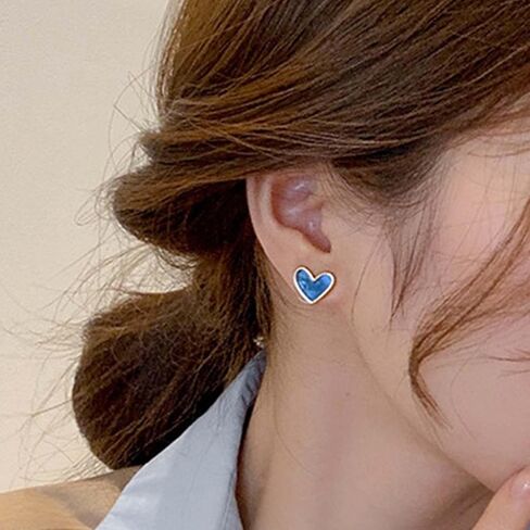 خمر الأقراط القلب المينا للنساء الحب القلب أقراط الأزرق القلب الأقراط شكل قلب الأقراط البوهيمي الحب الأقراط البوهيمي القلب الأقراط للفتيات في سن المراهقة الهدايا in Kuwait