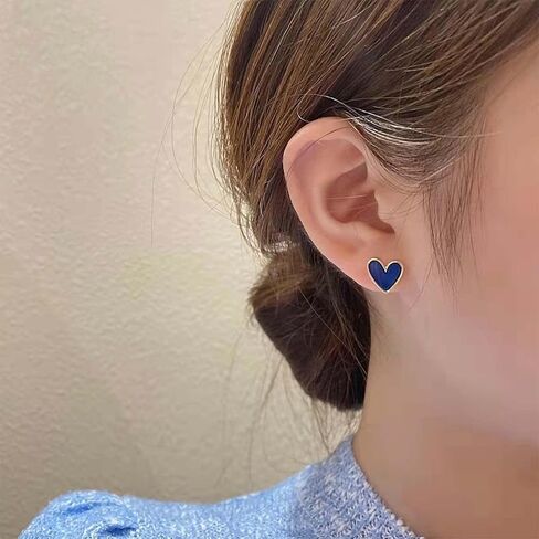 خمر الأقراط القلب المينا للنساء الحب القلب أقراط الأزرق القلب الأقراط شكل قلب الأقراط البوهيمي الحب الأقراط البوهيمي القلب الأقراط للفتيات في سن المراهقة الهدايا in Kuwait