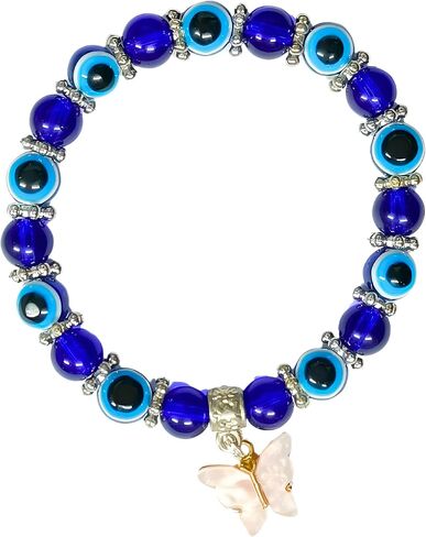 Evil Eye Handmade Beaded Beads Protection Good Luck Stretch Bracelets Bangle for Women Men Family Friends Handmade (Design 5) in Saudi Arabia