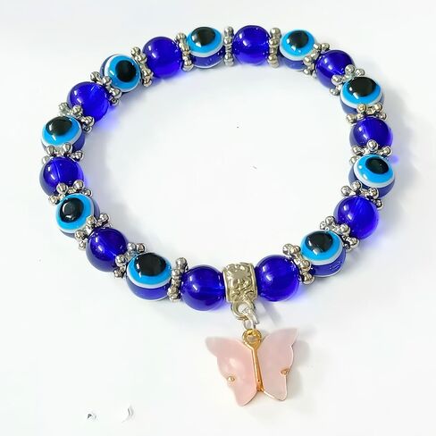 Evil Eye Handmade Beaded Beads Protection Good Luck Stretch Bracelets Bangle for Women Men Family Friends Handmade (Design 5) in Saudi Arabia