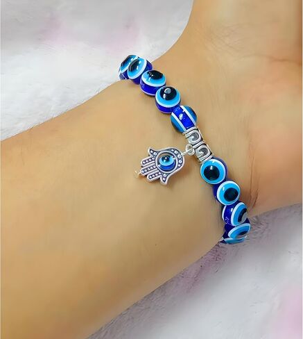 Evil Eye Handmade Beaded Beads Protection Good Luck Stretch Bracelets Bangle for Women Men Family Friends Handmade (Design 5) in Saudi Arabia