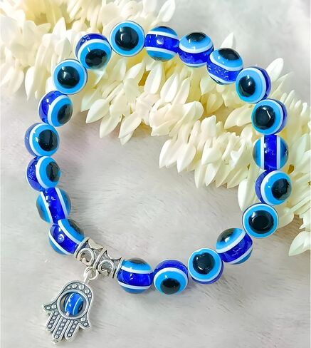 Evil Eye Handmade Beaded Beads Protection Good Luck Stretch Bracelets Bangle for Women Men Family Friends Handmade (Design 5) in Saudi Arabia