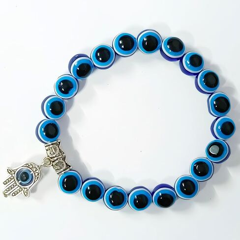 Evil Eye Handmade Beaded Beads Protection Good Luck Stretch Bracelets Bangle for Women Men Family Friends Handmade (Design 5) in Saudi Arabia