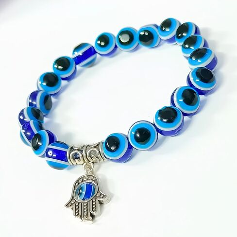 Evil Eye Handmade Beaded Beads Protection Good Luck Stretch Bracelets Bangle for Women Men Family Friends Handmade (Design 5) in Saudi Arabia