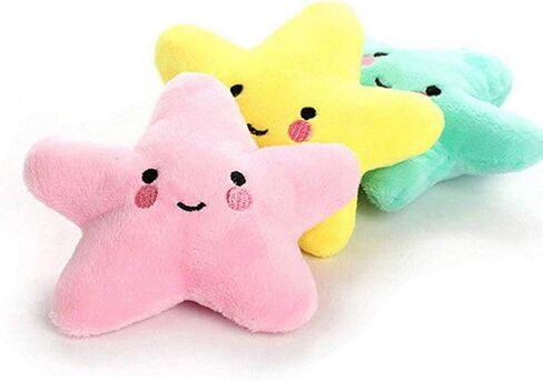Pet Bite Squeaky Toys Smile Star Cute Stuffed Toys for Dogs Puppy Biting BB Sound Chew Squeaker Cloud Shape Plush Toy for Cats & Small Animals Exercise Entertainment,3 Pack (Star) in Saudi Arabia