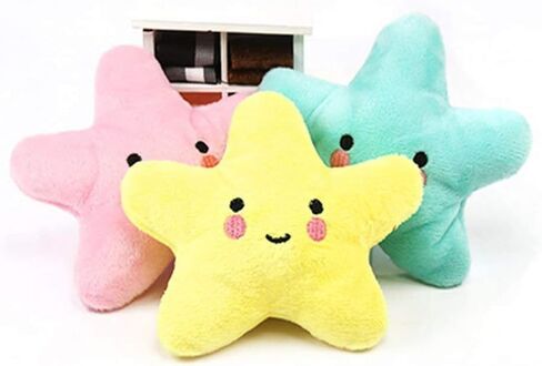 Pet Bite Squeaky Toys Smile Star Cute Stuffed Toys for Dogs Puppy Biting BB Sound Chew Squeaker Cloud Shape Plush Toy for Cats & Small Animals Exercise Entertainment,3 Pack (Star) in Saudi Arabia