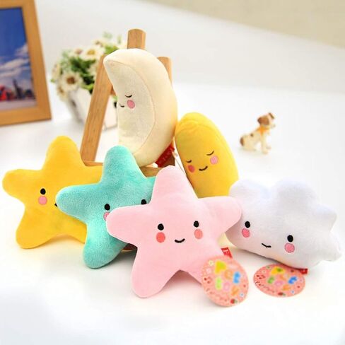 Pet Bite Squeaky Toys Smile Star Cute Stuffed Toys for Dogs Puppy Biting BB Sound Chew Squeaker Cloud Shape Plush Toy for Cats & Small Animals Exercise Entertainment,3 Pack (Star) in Saudi Arabia