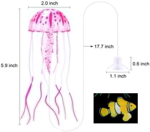 Yellow Aquarium Artificial Glowing Jellyfish Fish Tank Ornament Aquarium Silicone Decoration, Aquarium Décor Thematic Ornaments, Aquarium Décor in Saudi Arabia
