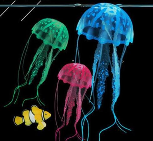 Yellow Aquarium Artificial Glowing Jellyfish Fish Tank Ornament Aquarium Silicone Decoration, Aquarium Décor Thematic Ornaments, Aquarium Décor in Saudi Arabia