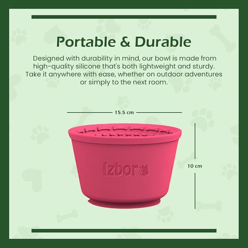 Silicone Slow Feeder Dog Bowl, Stimulating Tongue Design for Large & Small Breeds, Mess-Proof, Prevents Choking, Slow Down Eating, Ideal for Wet Foods, Easy Clean, Spatula & Brush Included (Red) in Saudi Arabia