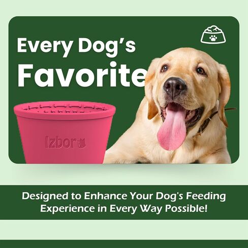 Silicone Slow Feeder Dog Bowl, Stimulating Tongue Design for Large & Small Breeds, Mess-Proof, Prevents Choking, Slow Down Eating, Ideal for Wet Foods, Easy Clean, Spatula & Brush Included (Red) in Saudi Arabia